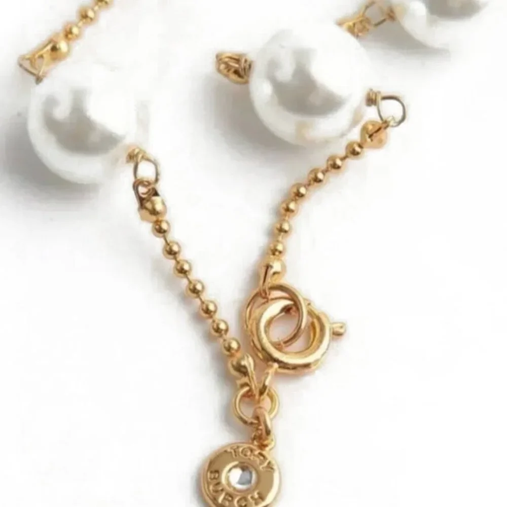 Tory Burch Milgrain Logo Pearl Bracelet NWOT